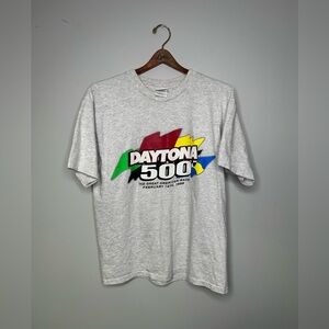 Vtg Hanes Heavyweight Daytona 500 Race NASCAR 90s Gray Size L T-Shirt
